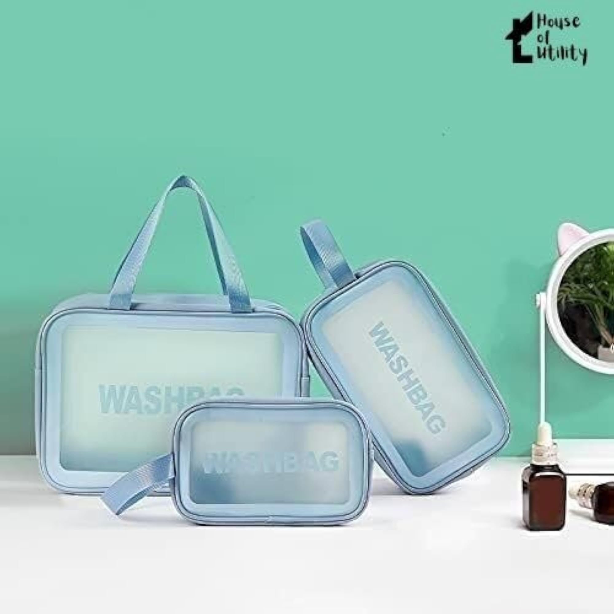 3 Piece Wash Bags Toiletry Bag Set, Waterproof